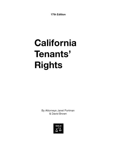 California Tenant's Rights (17th edition)