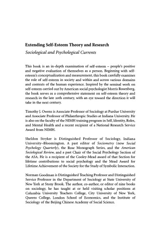 Extending Self-Esteem Theory and Research: Sociological and Psychological Currents