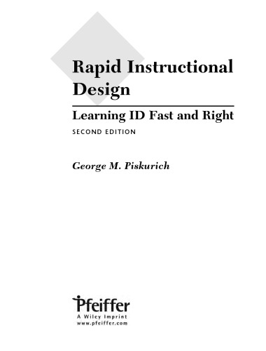 Rapid Instructional Design: Learning ID Fast and Right (Essential Knowledge Resource)