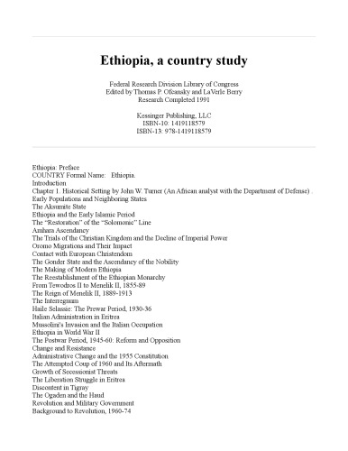 Ethiopia A Country Study