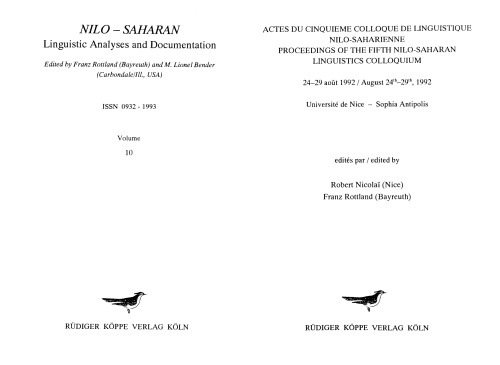 Actes du cinquieme Colloque de linguistique nilo-saharienne: 24-29 aout 1992, Universite de Nice-Sophia Antipolis (Nilo-Saharan) (French Edition)