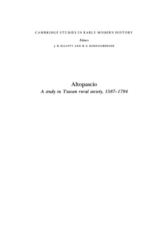 Altopascio: A Study in Tuscan Rural Society, 1587-1784