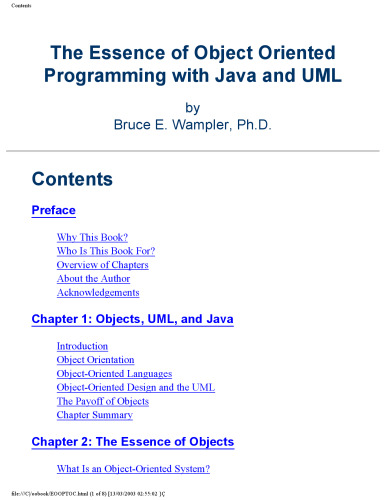 The Essence of Object-Oriented Programming with Java(TM) and UML