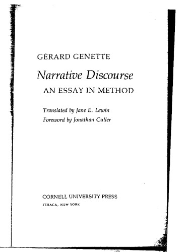 Narrative Discourse: An Essay in Method