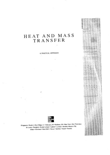 Heat and Mass Transfer: (SI Units): A Practical Approach, 3rd edition