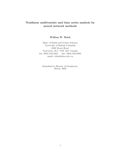 Nonlinear multivariate and time series analysis by neural network methods