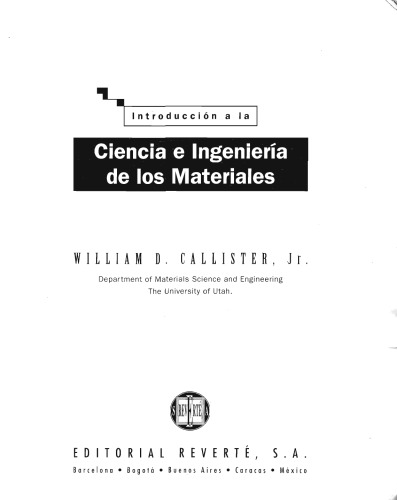 Introduccion a la Ciencia e Ingenieria de los Materiales (Spanish)