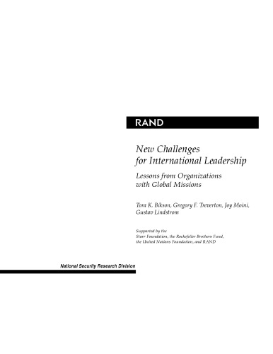 New Challenges for International Leadership: Lessons from Organizations with Global Missions