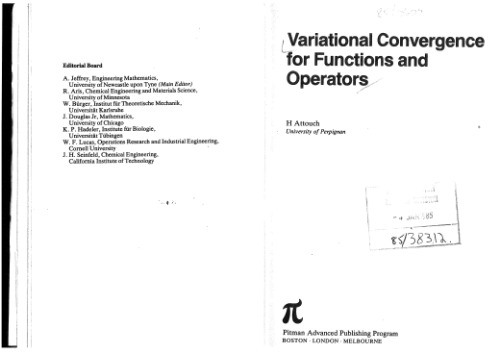 Variational Convergence for Functions and Operators (Applicable mathematics series)