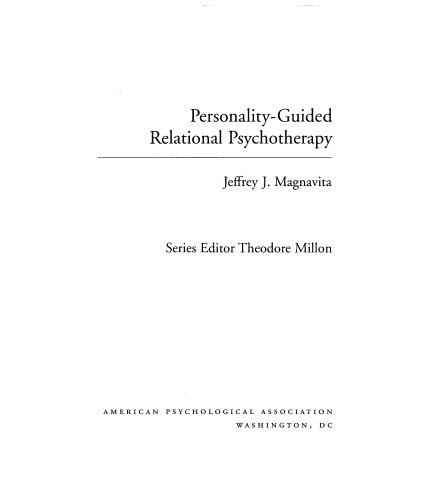 Personality-Guided Relational Psychotherapy (Personality-Guided Therapy)