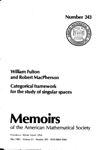 Categorical Framework for the Study of Singular Spaces (Memoirs of the American Mathematical Society)
