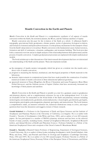 Mantle Convection in the Earth and Planets (Cambridge Monographs on Mechan)