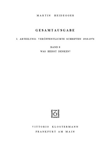 Was heißt Denken? (1951-1952)