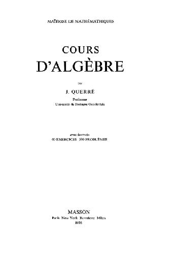 Cours d'algebre