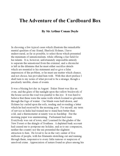 The Adventure Of The Cardboard Box