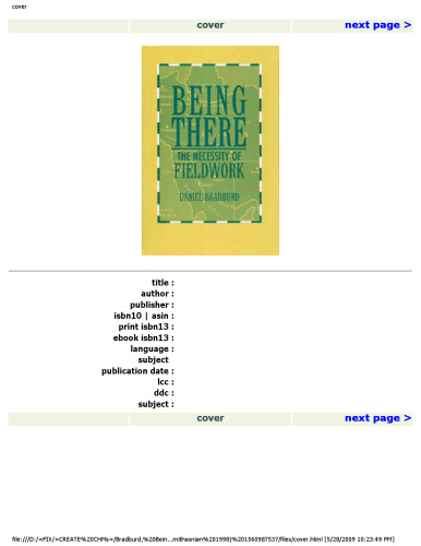 BEING THERE (Smithsonian Series in Ethnographic Inquiry)