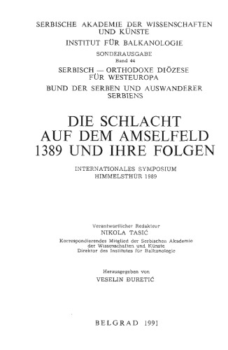 Die Schlacht auf dem Amselfeld 1389 und ihre Folgen