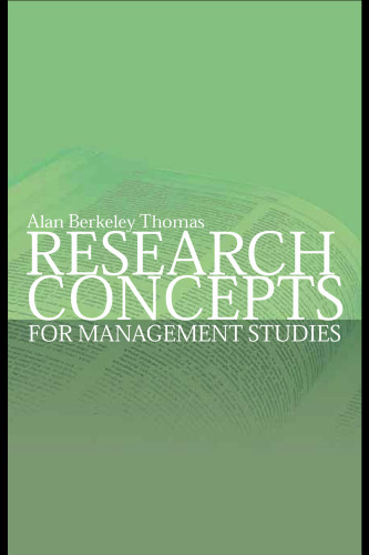 RESEARCH CONCEPTS FOR MANAGEMENT STUDIES