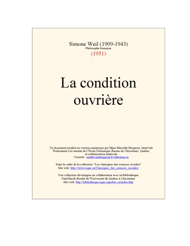 La condition ouvriere