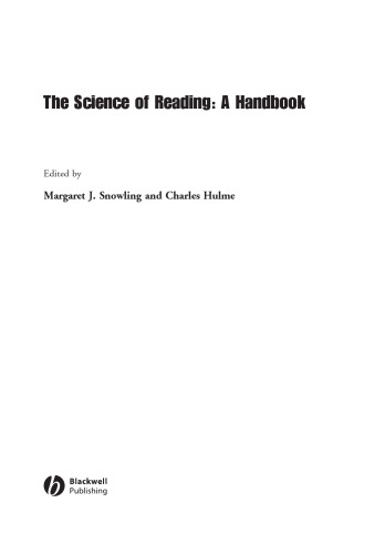 The Science of Reading: A Handbook (Blackwell Handbooks of Developmental Psychology)