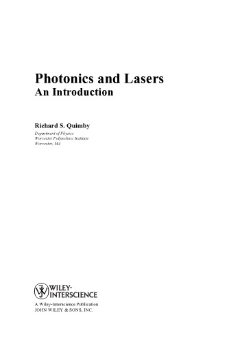 Photonics and Lasers An Introduction