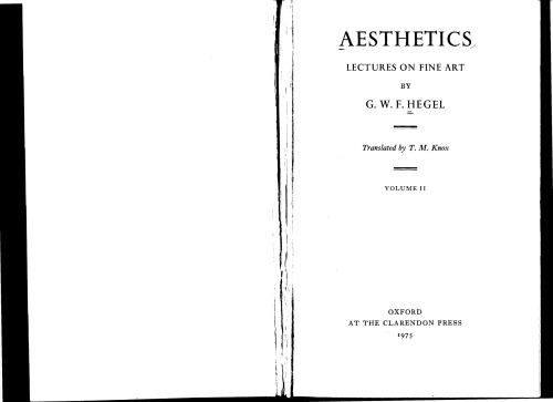 Aesthetics: Lectures on Fine Art Volume II