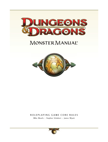 Monster Manual: A 4th Edition Core Rulebook (D&d Core Rulebook) (Dungeons & Dragons)