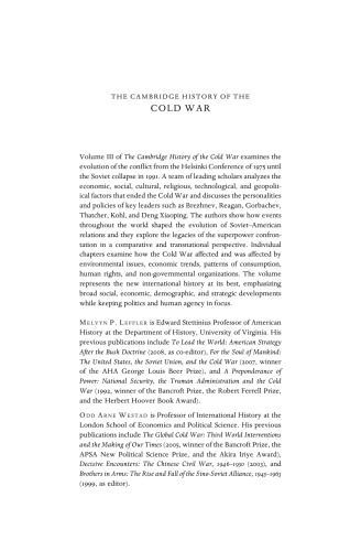 The Cambridge History of the Cold War: Volume 3, Endings