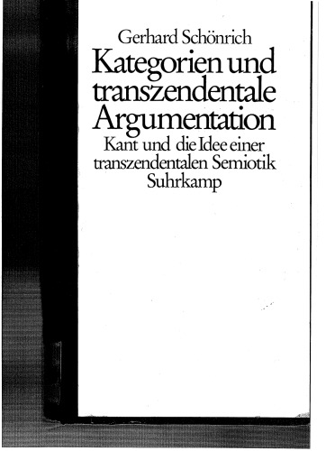 Kategorien und transzendentale Argumentation: Kant und die Idee einer transzendentalen Semiotik