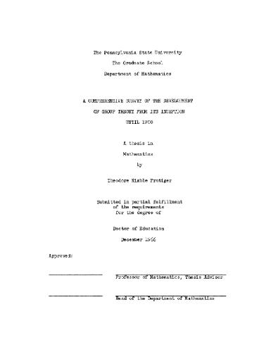 A Comprehensive Survey of the Development of Group Theory From Its Inception Until 1900