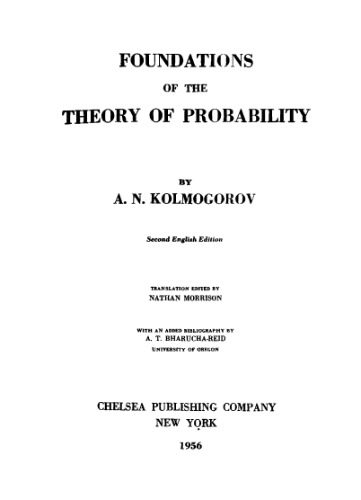 Foundations of the Theory of Probability, Second Edition