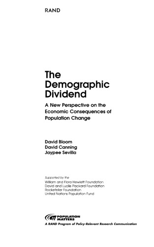 Demographic Dividend: New Perspective on Economic Consequences Population Change