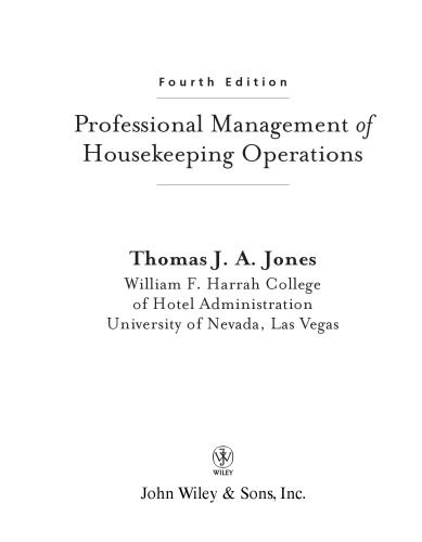 Professional Management of Housekeeping Operations, 4th Edition