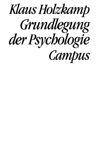 Grundlegung der Psychologie