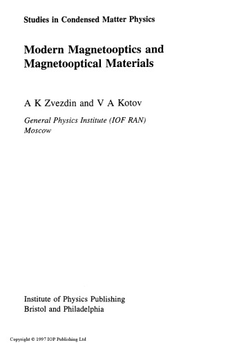 Modern Magnetooptics and Magnetooptical Materials