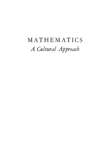 Mathematics: A Cultural Approach (Addison-Wesley series in mathematics)