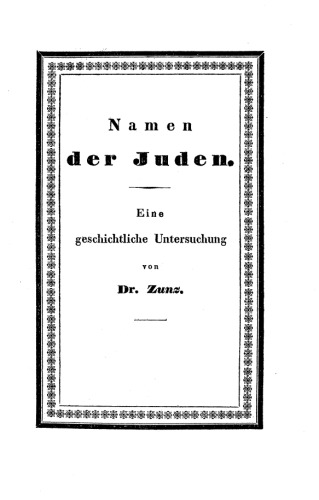 Namen der Juden : eine geschichtliche Untersuchung