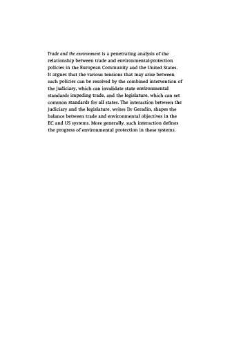 Trade and the Environment: A Comparative Study of EC and US Law