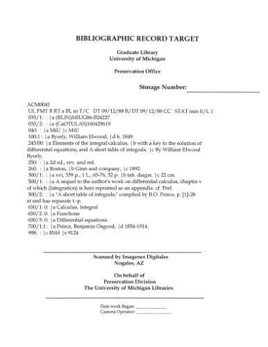 Elements of the integral calculus