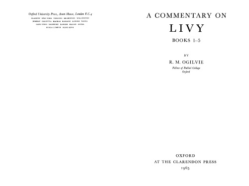 A Commentary on Livy: books 1-5