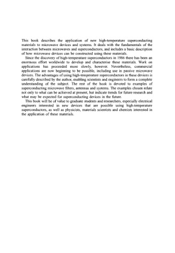 Passive Microwave Device Applications of High-Temperature Superconductors