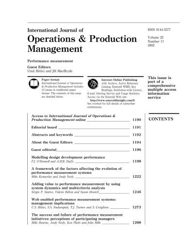 International Journal of Operations & Production Management, Volume 22, Number 11, 2002