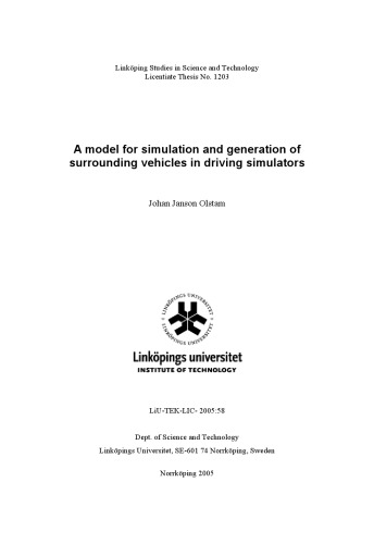 A model for simulation and generation of surrounding vehicles in driving simulators