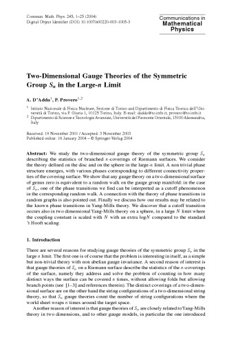 Communications in Mathematical Physics - Volume 245