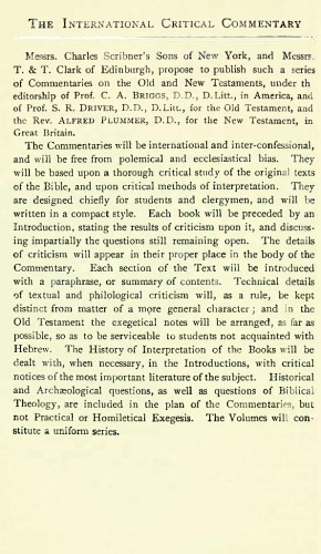 The International Critical Commentary: A Critical and Exegetical Commentary on Genesis