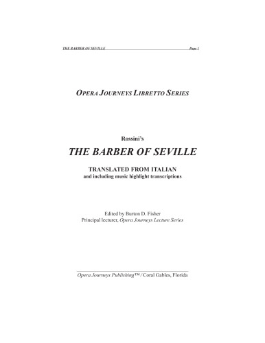 The Barber of Seville (Opera Journeys Libretto Series)