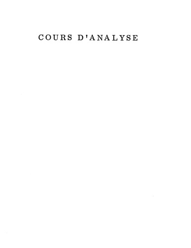 Cours d'analyse Vol. 2 (1967)