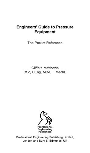 Engineers' Guide to Pressure Equipment: The Pocket Reference