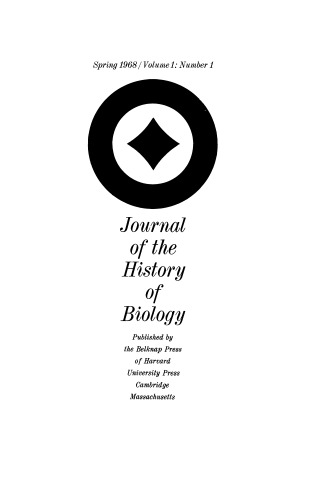 Journal of the History of Biology, Vol. 1, No. 1