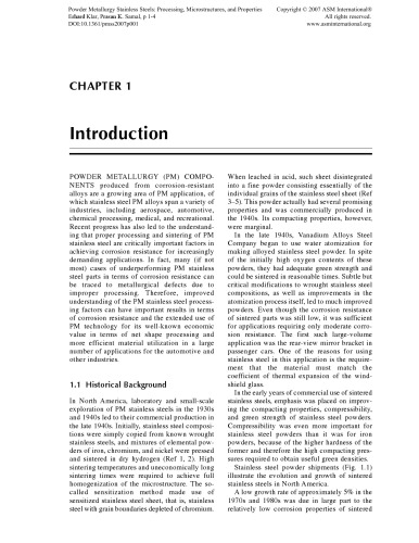 Powder Metallurgy Stainless Steels: Processing, Microstructures, and Properties